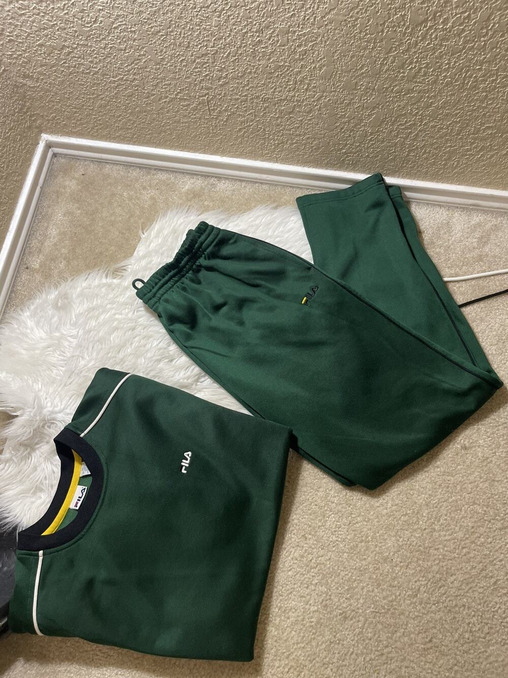 Vintage 90s Men’s, Fila, Tracksuit & Pants Forest Green Color Block XL